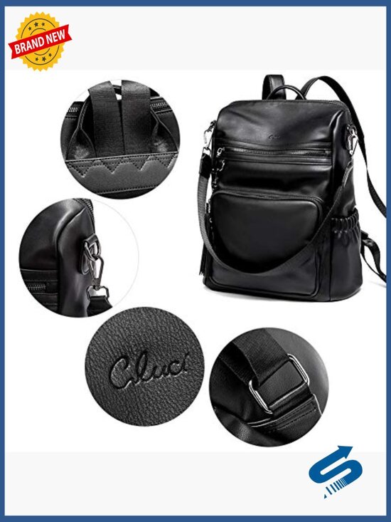 Leather Fashion Backpack Purse Large Travel Convertible Work Bag main image 2